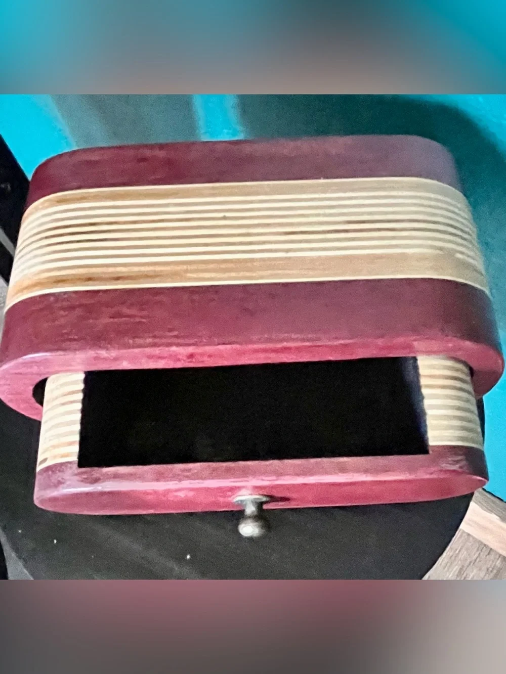 Handcrafted Wooden Mahogany Style Jewelry Organizer Box with Light Wood Inlay
